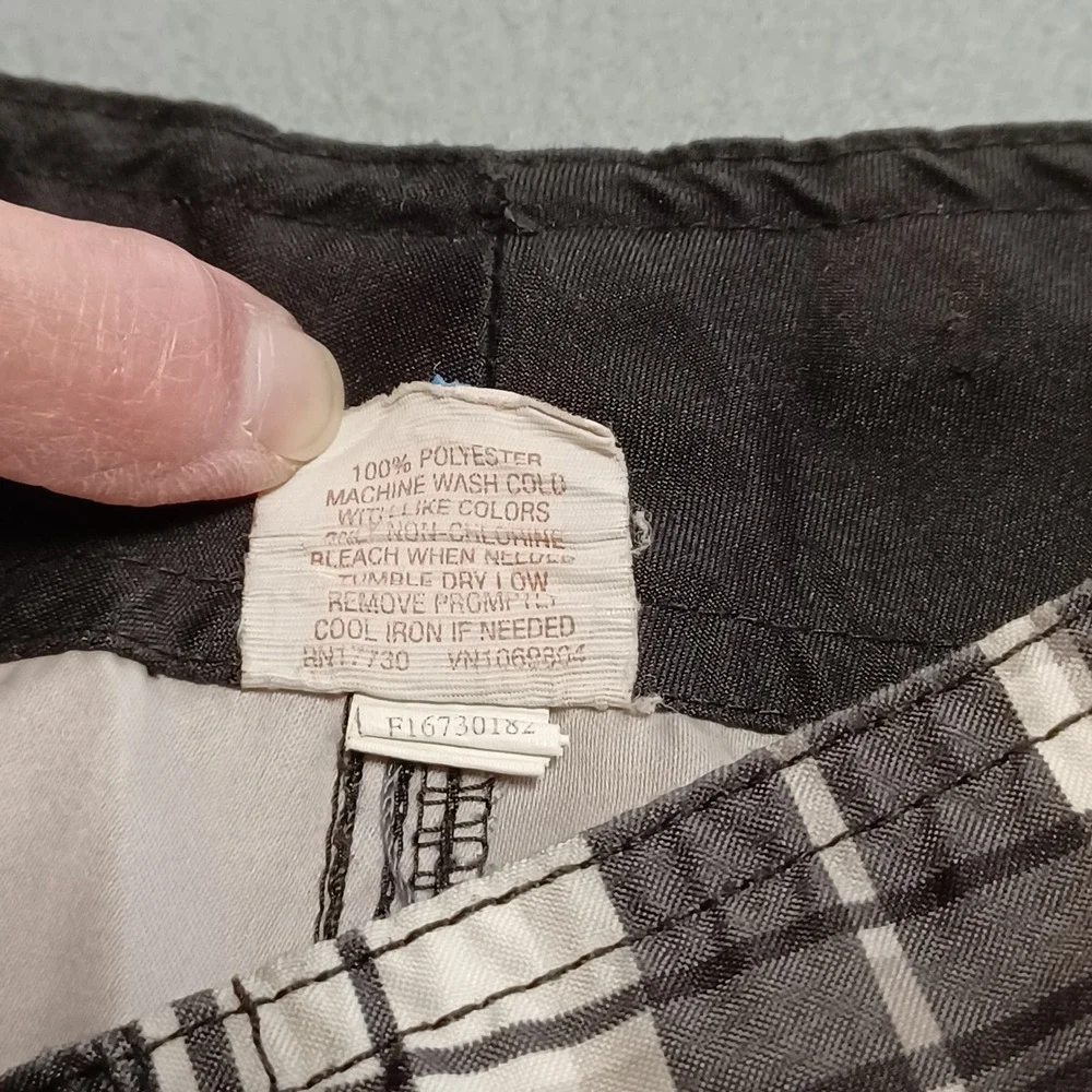 Mossimo Supply Co Mens Plaid‎ Board Shorts Black White Size 38 Cargo Pocket Swim